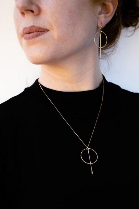 Gold Circle Bar Necklace