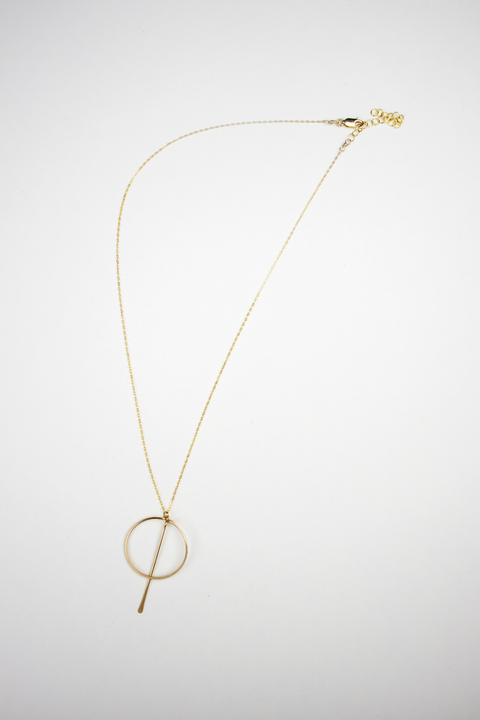 Gold Circle Bar Necklace